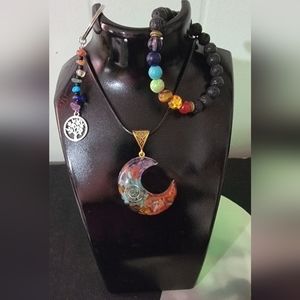 Chakra 3pc Moon Necklace Bundle